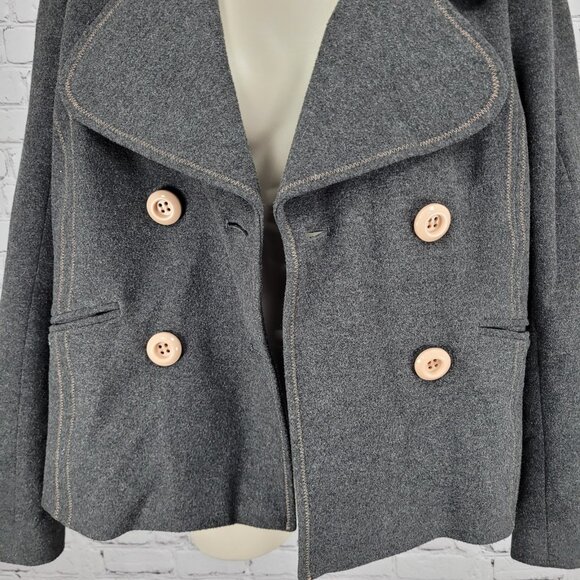 Ett:Twa Anthropologie Grey Double Breasted Buttoned Stretch Lined Jacket 8 - Picture 12 of 15